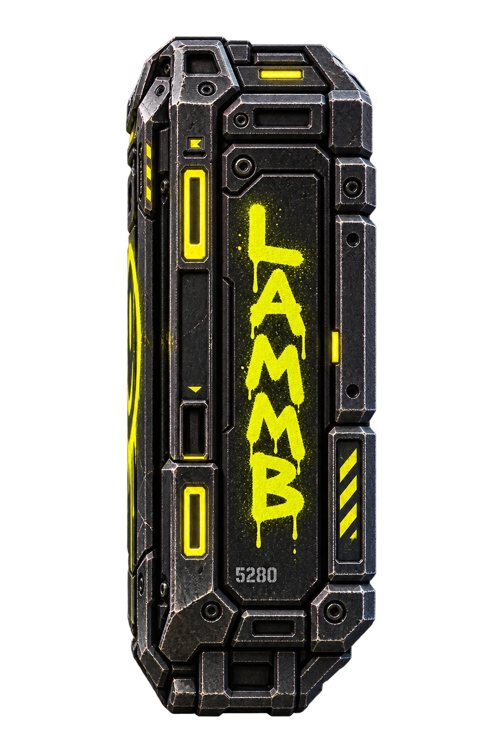 Side concept view of the sealed specimen container with the LAMMB wordmark.